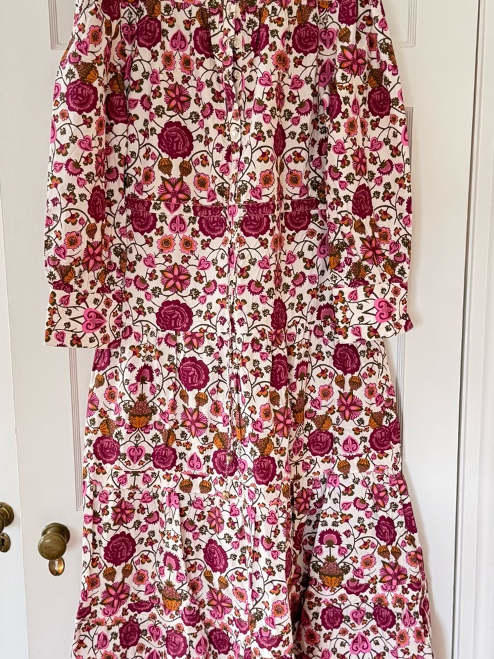 Floral Pink Maxi Dress - Women's Long Sleeve Maxi